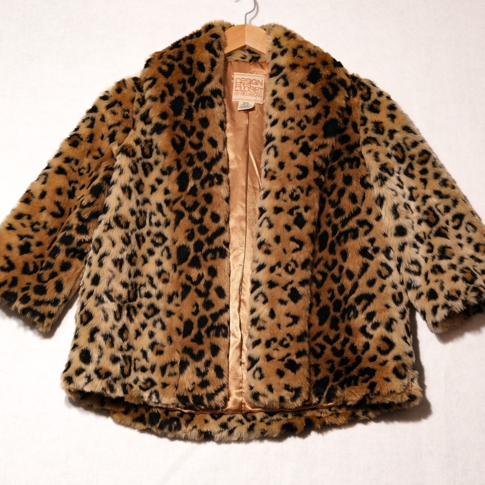 Y2K Cheetah Print Coat Blazer Women M Faux Fur Cozy Billabong 3/4 Sleeve Pockets